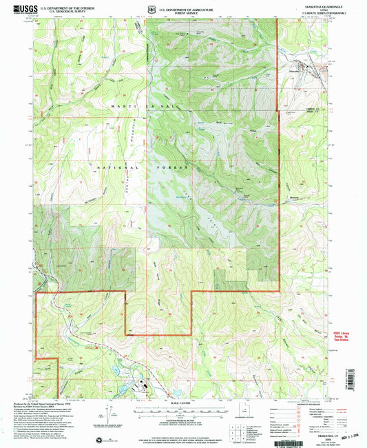 Classic USGS Hiawatha Utah 7.5'x7.5' Topo Map Image