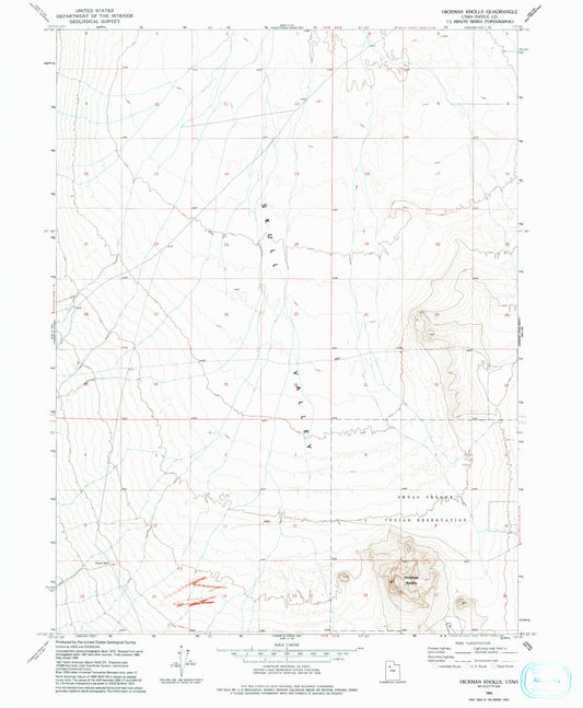 Classic USGS Hickman Knolls Utah 7.5'x7.5' Topo Map Image