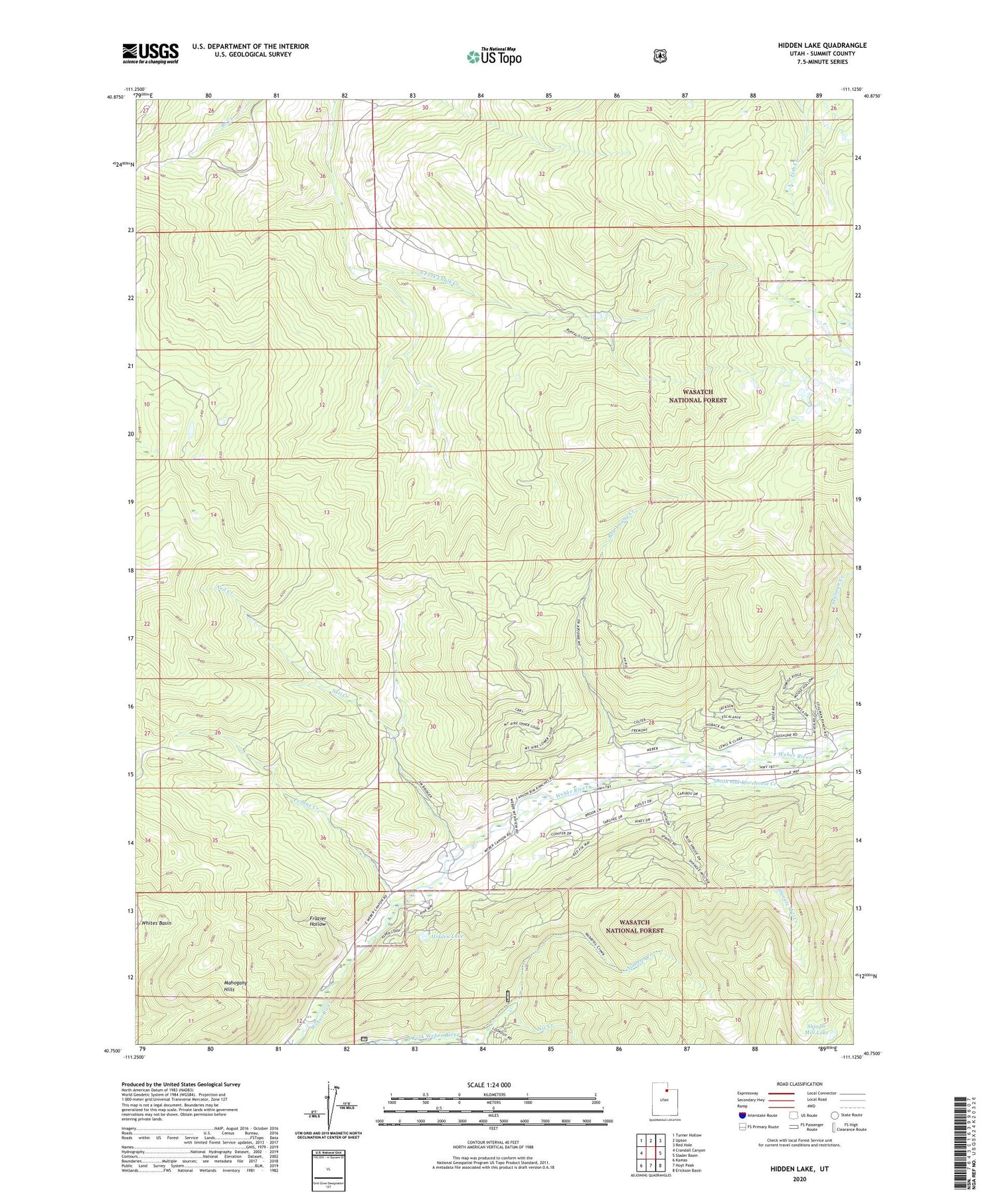 Hidden Lake Utah US Topo Map Image