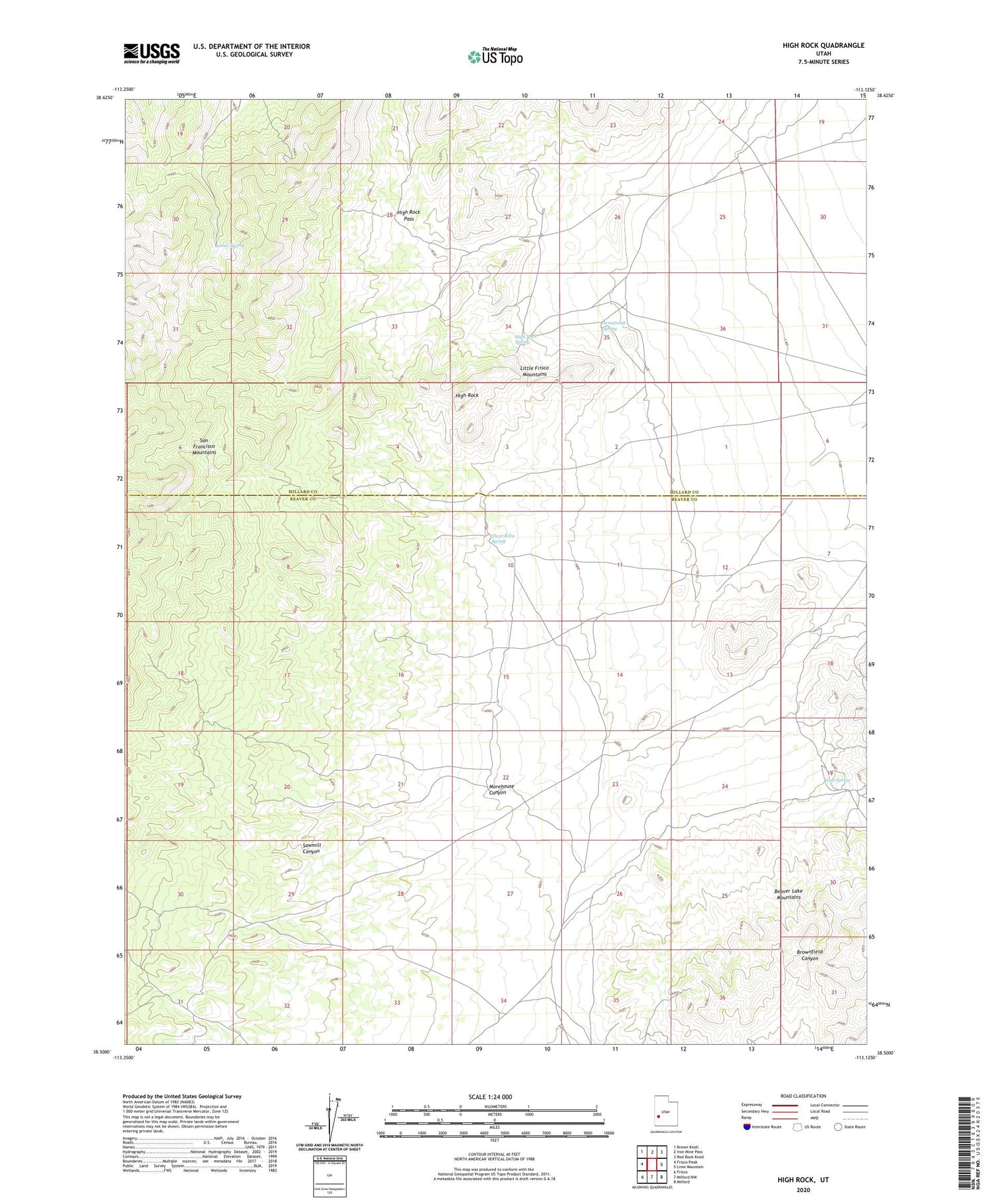 High Rock Utah US Topo Map Image