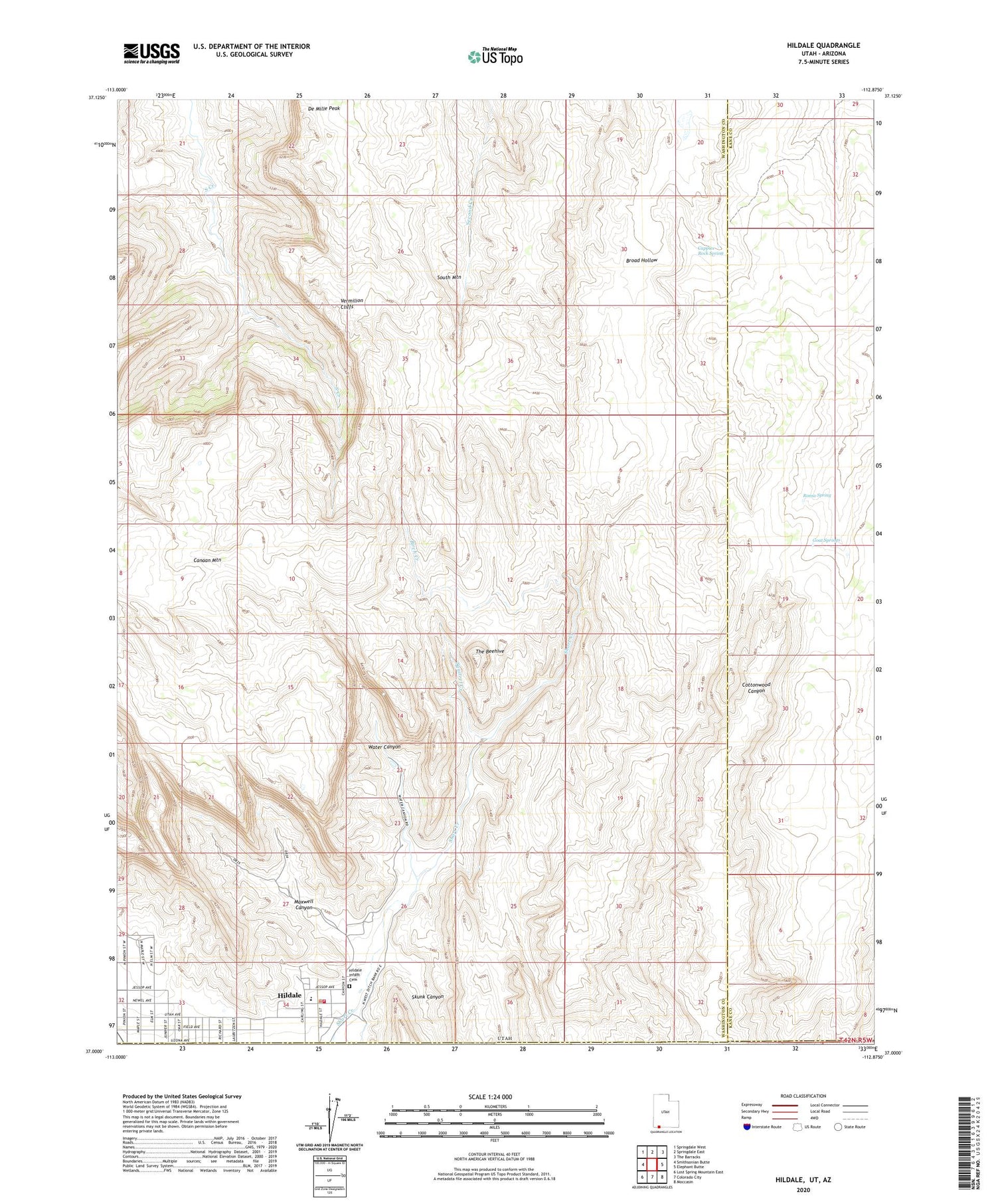 Hildale Utah US Topo Map Image