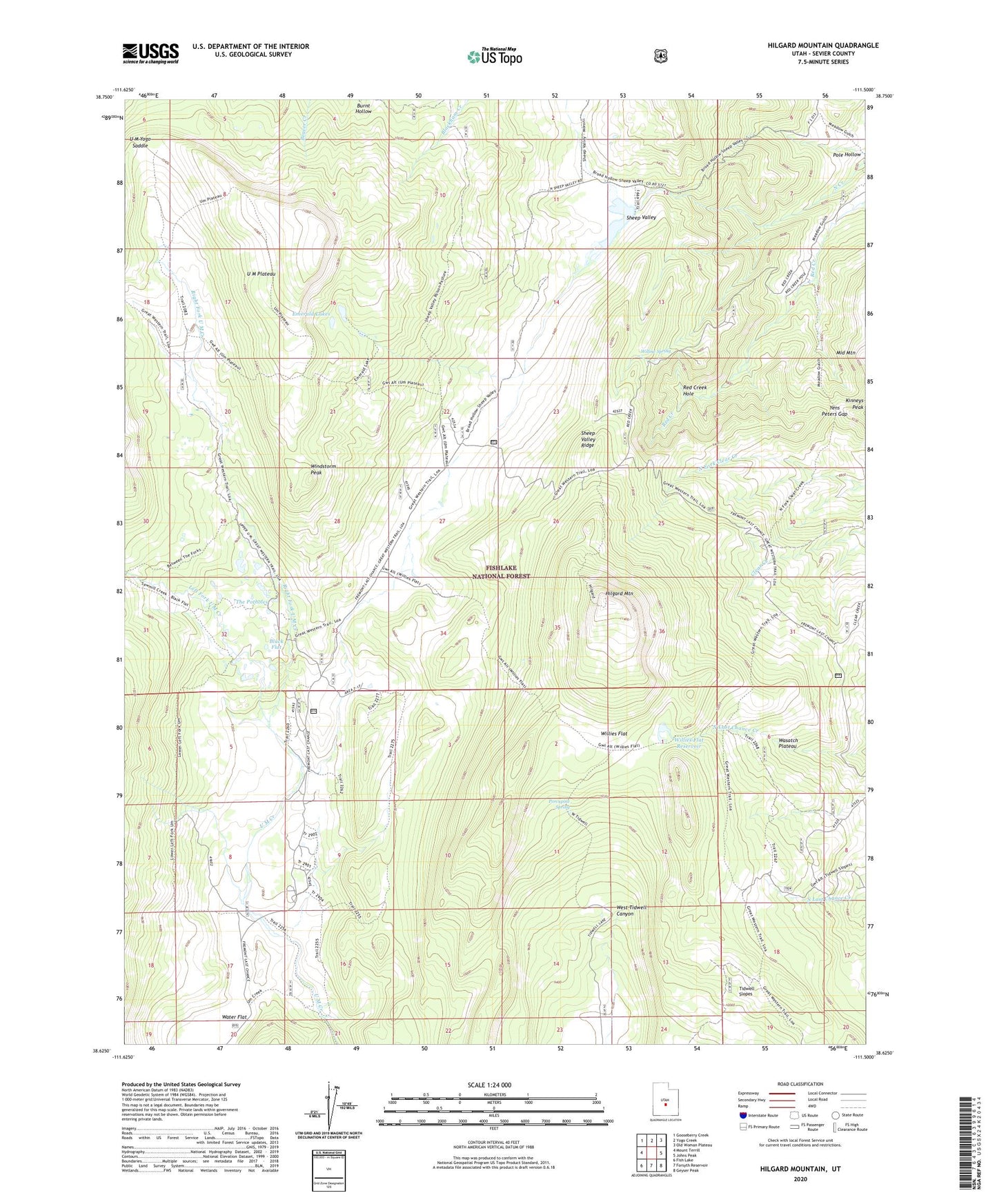 Hilgard Mountain Utah US Topo Map Image