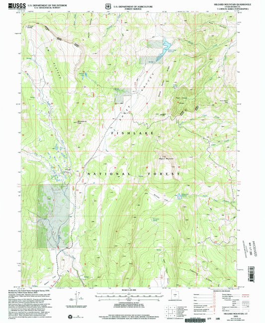 Classic USGS Hilgard Mountain Utah 7.5'x7.5' Topo Map Image