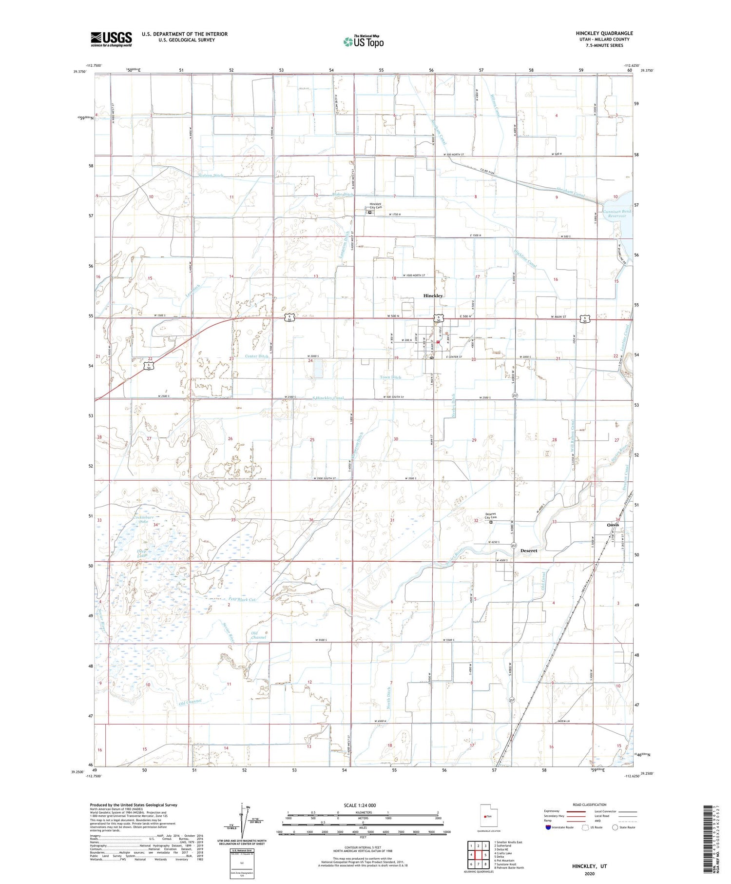 Hinckley Utah US Topo Map Image