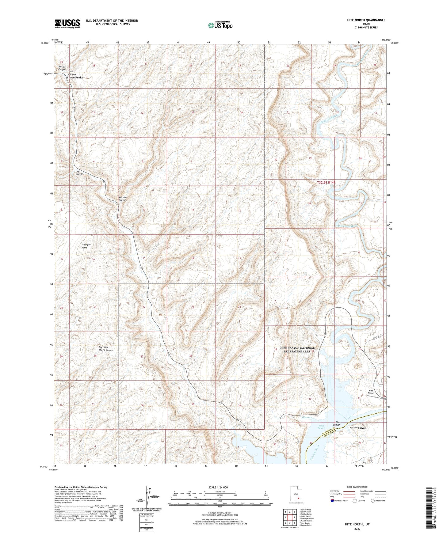 Hite North Utah US Topo Map Image