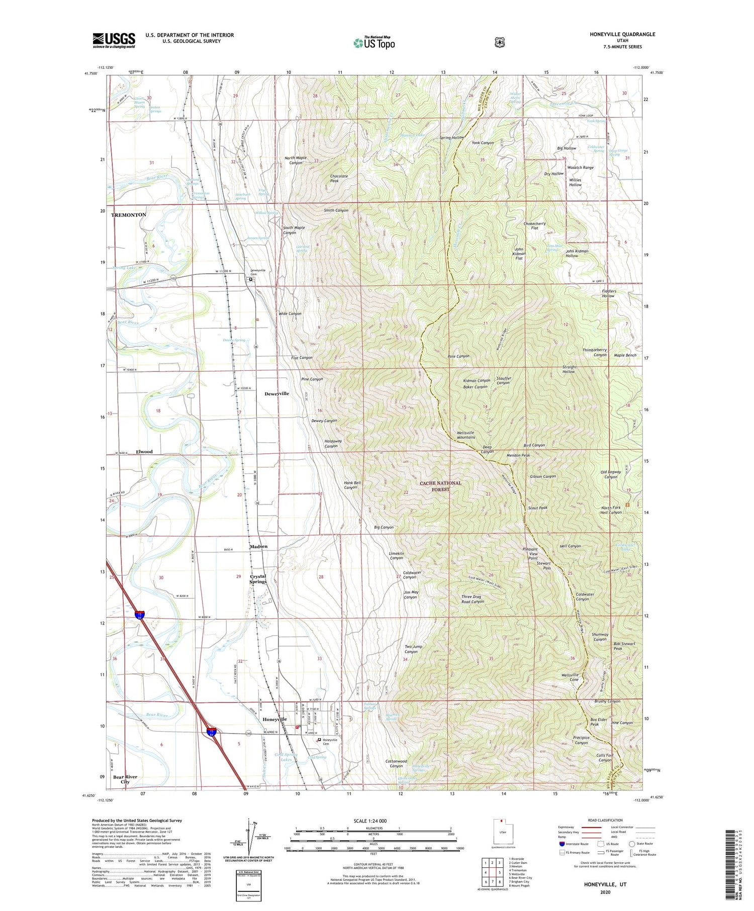 Honeyville Utah US Topo Map Image