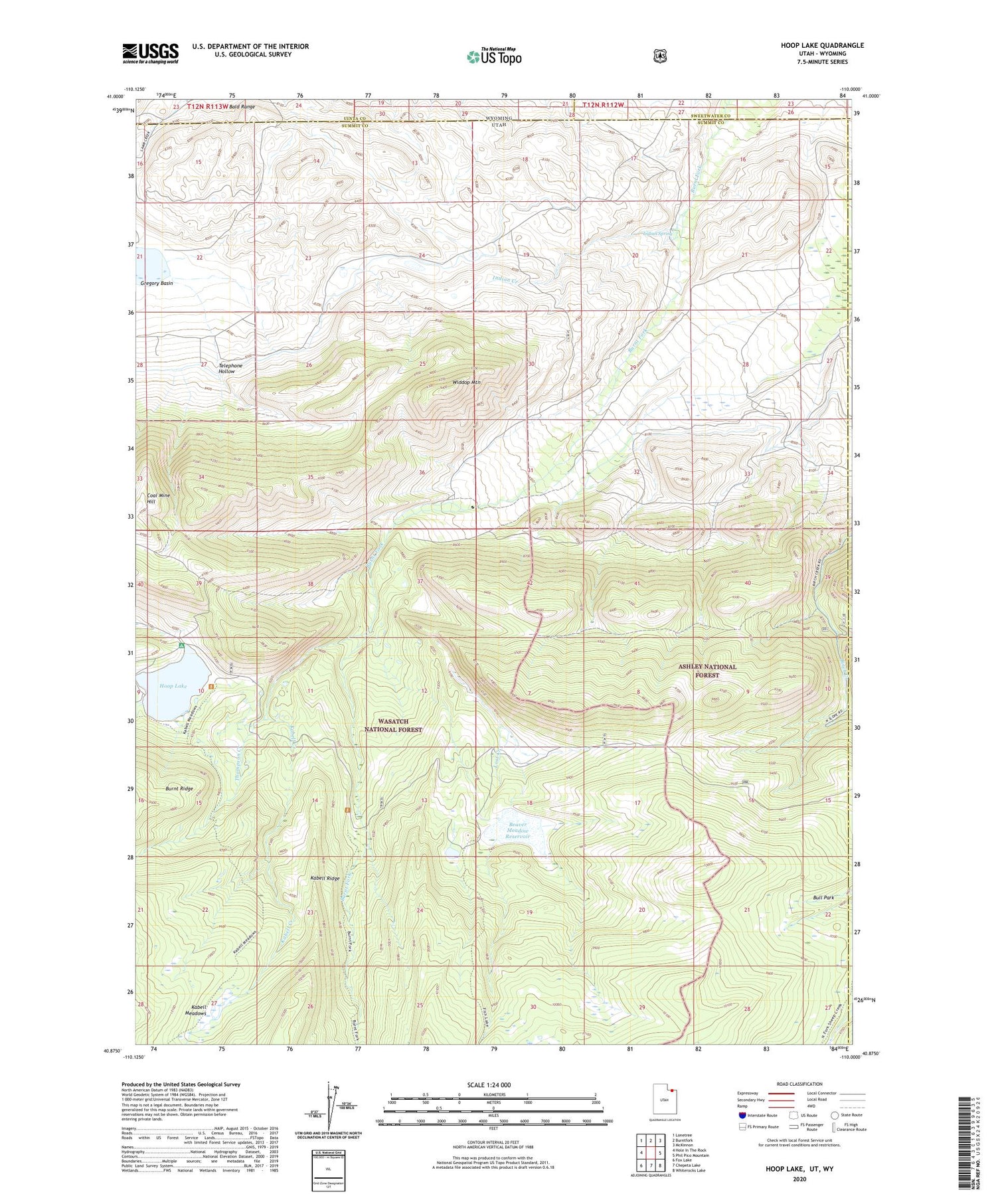 Hoop Lake Utah US Topo Map Image