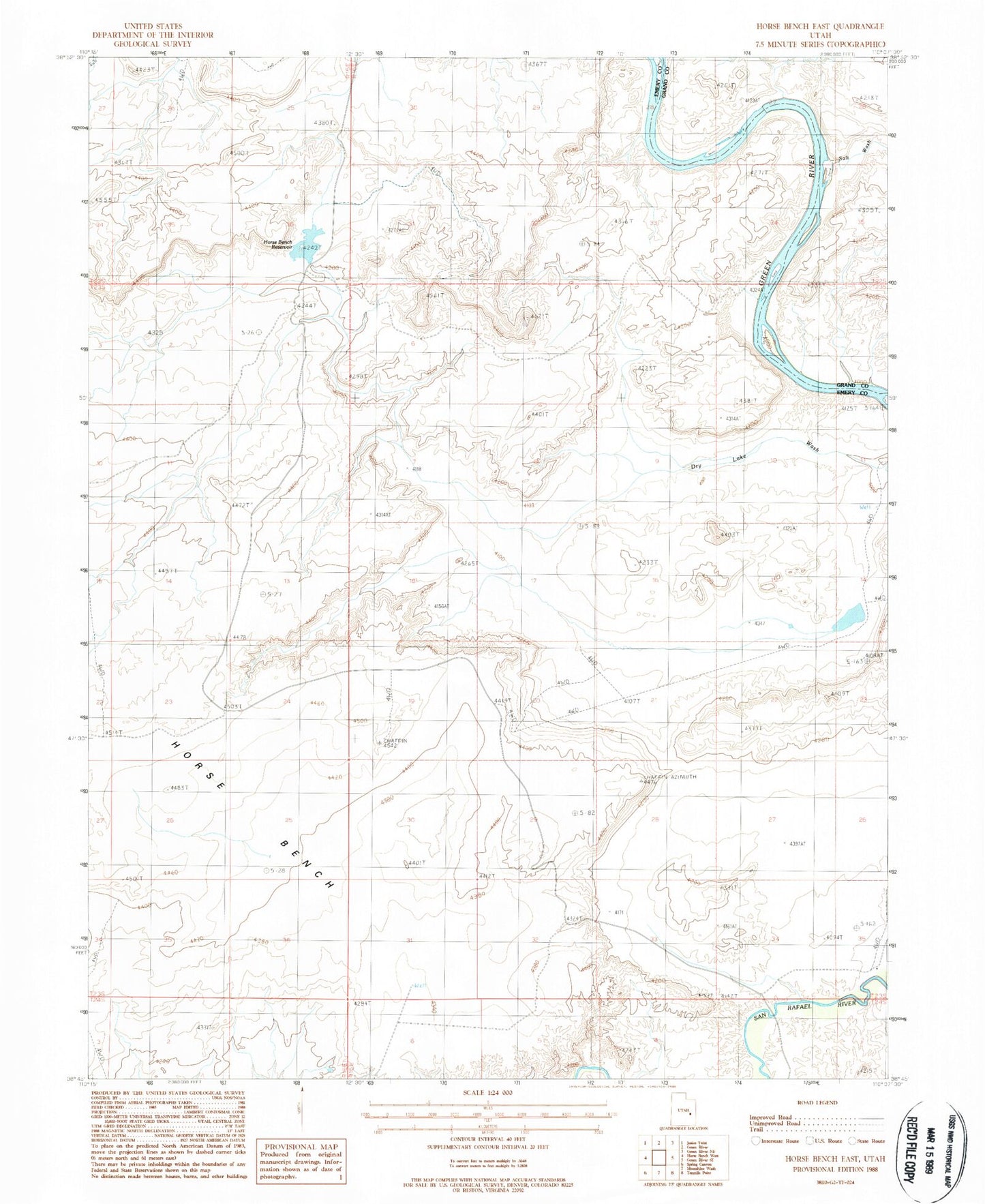 Classic USGS Horse Bench East Utah 7.5'x7.5' Topo Map Image