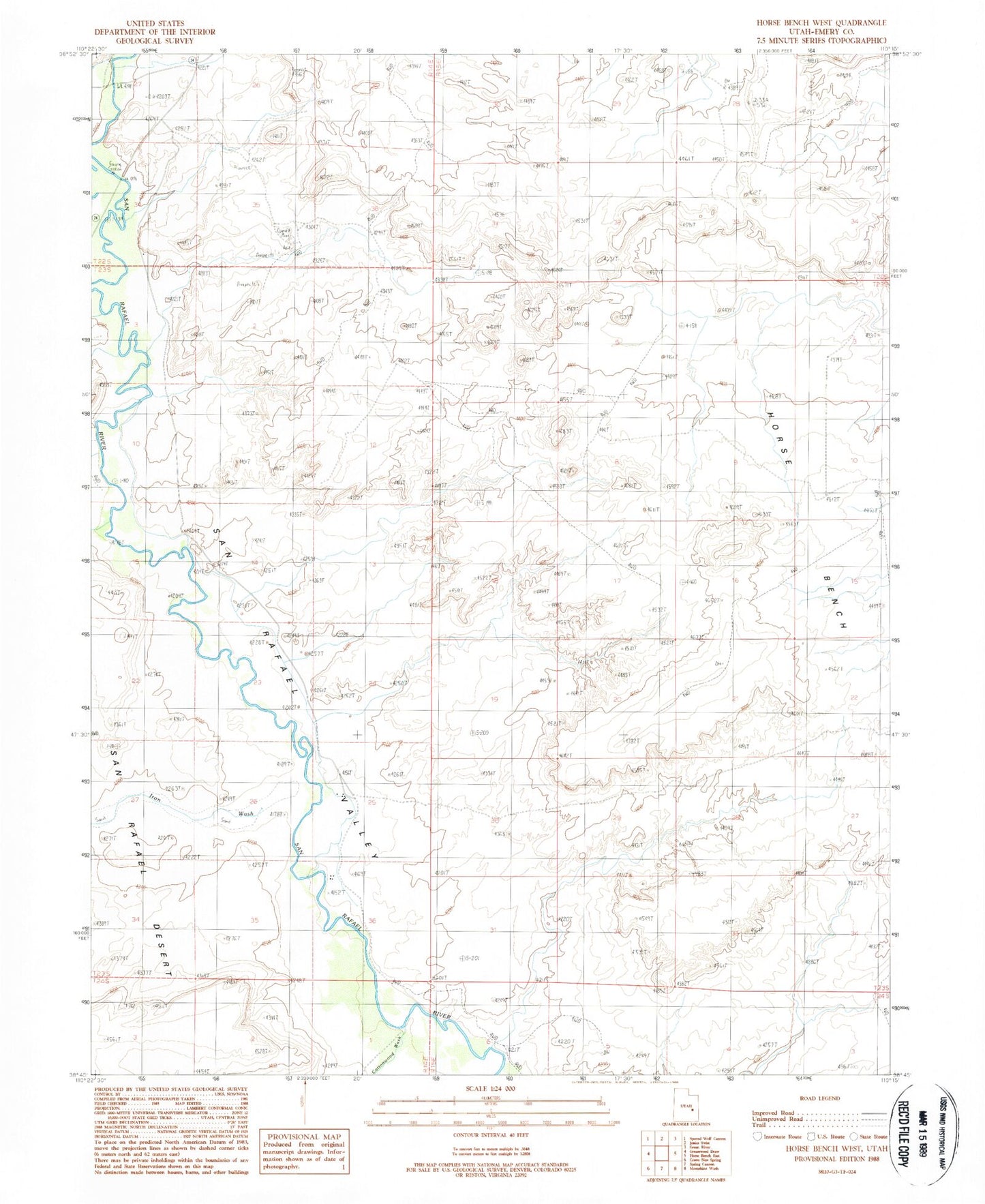 Classic USGS Horse Bench West Utah 7.5'x7.5' Topo Map Image