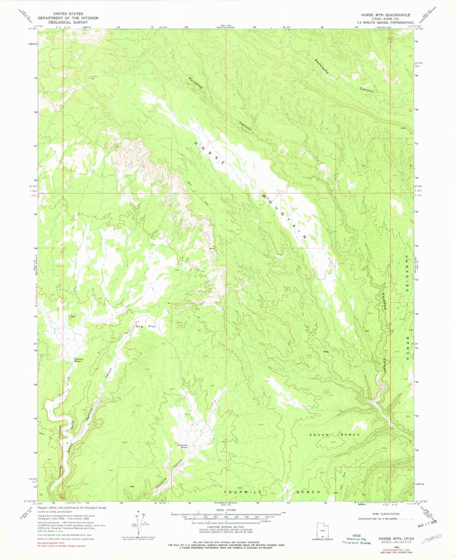 Classic USGS Horse Mountain Utah 7.5'x7.5' Topo Map Image