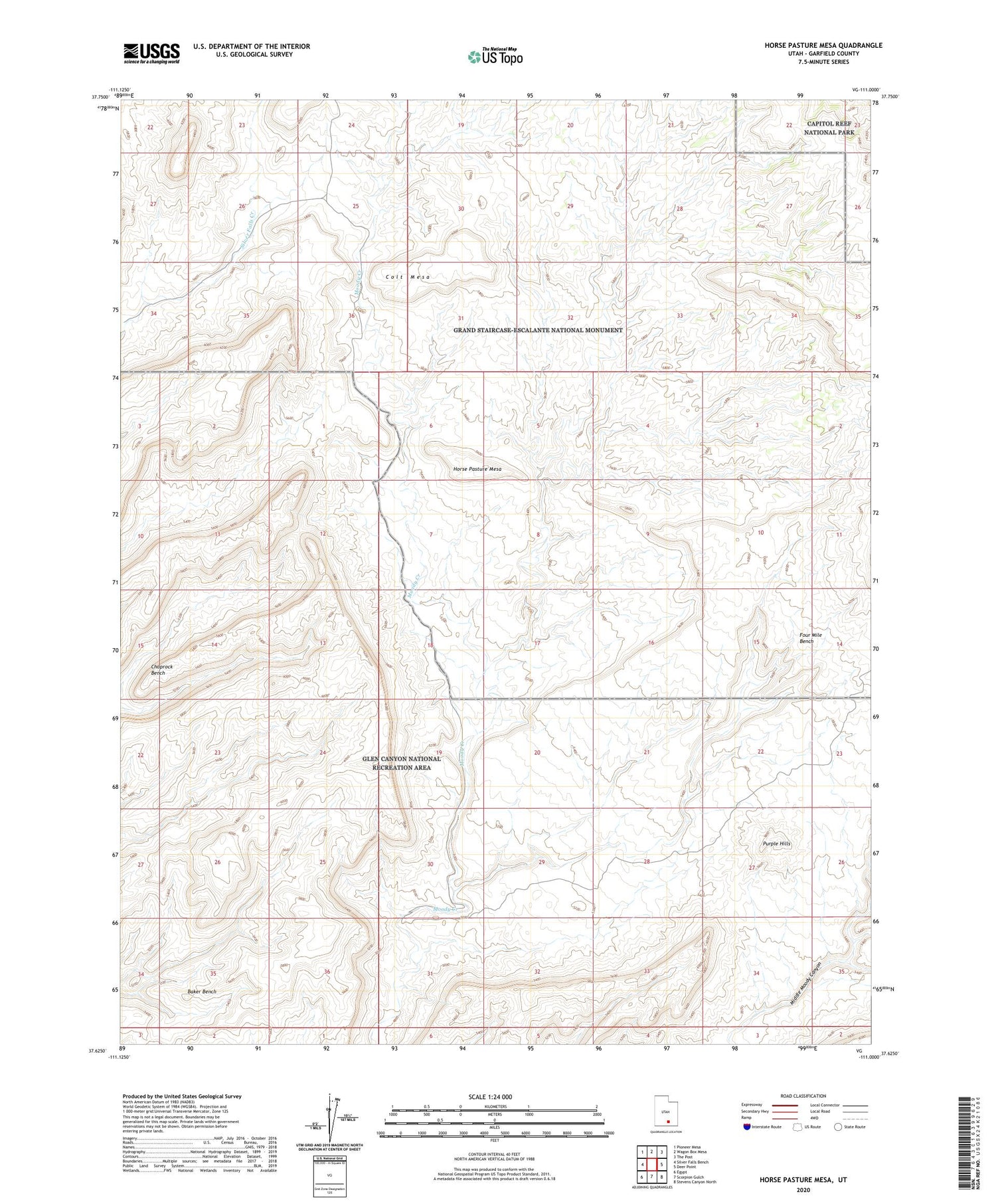 Horse Pasture Mesa Utah US Topo Map Image