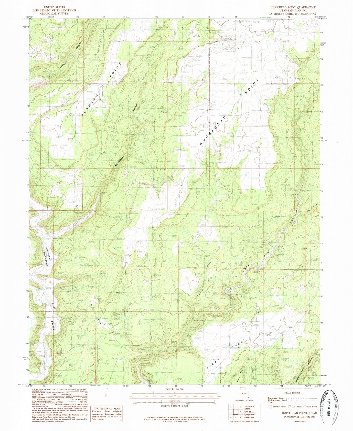 Classic USGS Horsehead Point Utah 7.5'x7.5' Topo Map Image