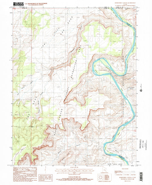 Classic USGS Horsethief Canyon Utah 7.5'x7.5' Topo Map Image