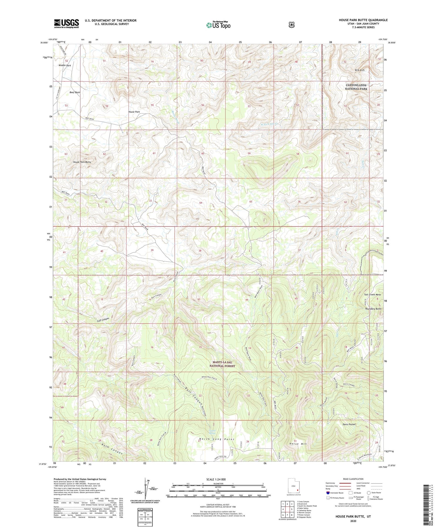House Park Butte Utah US Topo Map Image