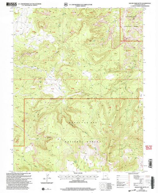 Classic USGS House Park Butte Utah 7.5'x7.5' Topo Map Image
