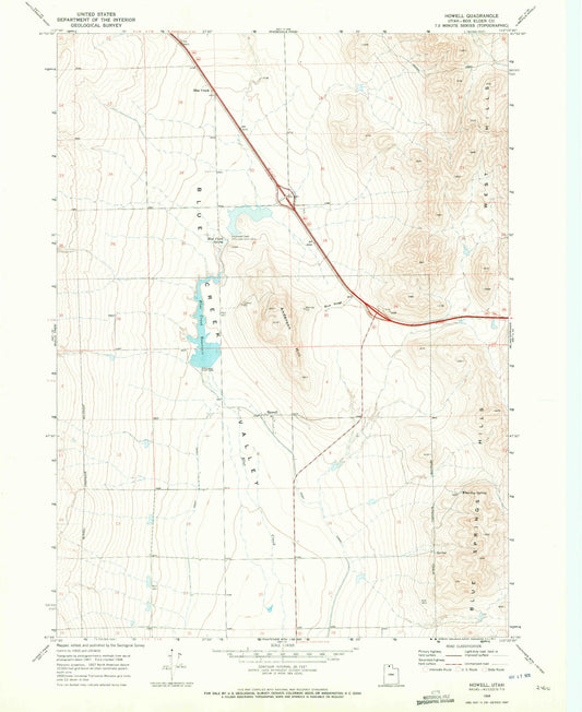 Classic USGS Howell Utah 7.5'x7.5' Topo Map Image