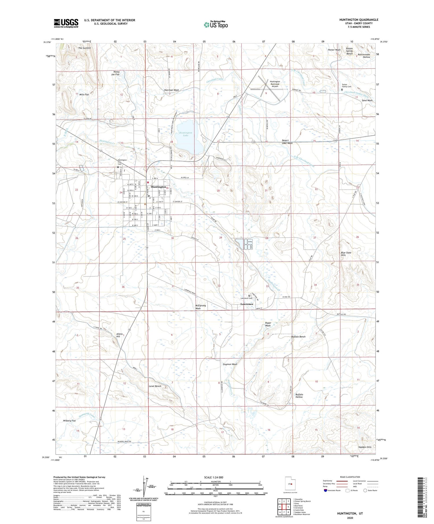 Huntington Utah US Topo Map Image