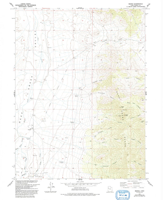 Classic USGS Ibapah Utah 7.5'x7.5' Topo Map Image