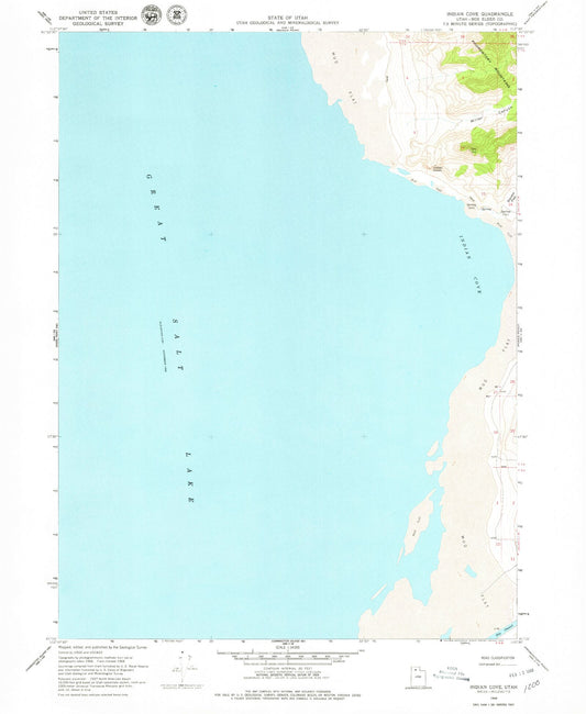 Classic USGS Indian Cove Utah 7.5'x7.5' Topo Map Image
