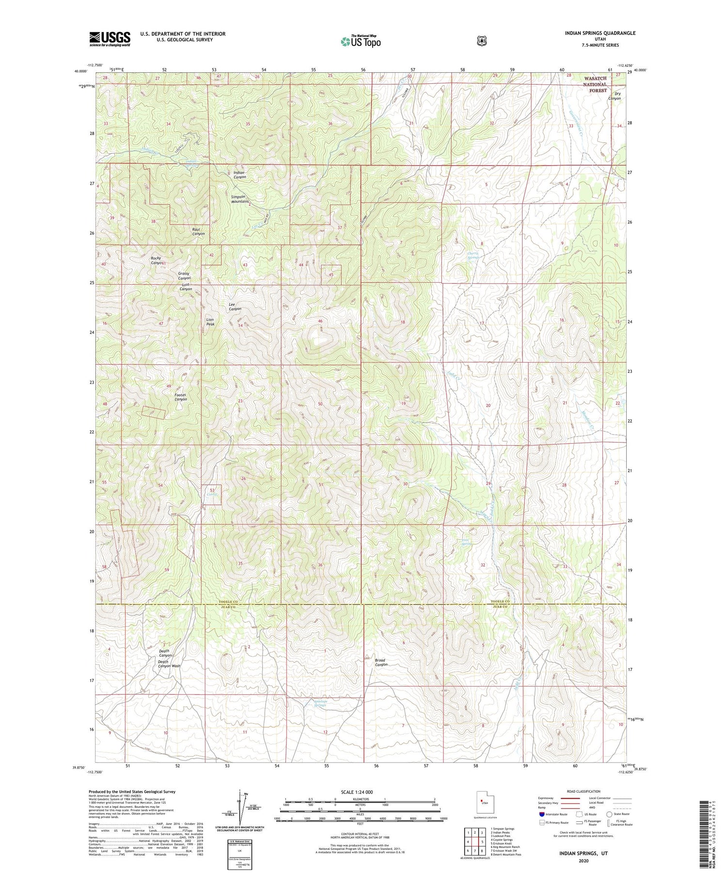 Indian Springs Utah US Topo Map Image