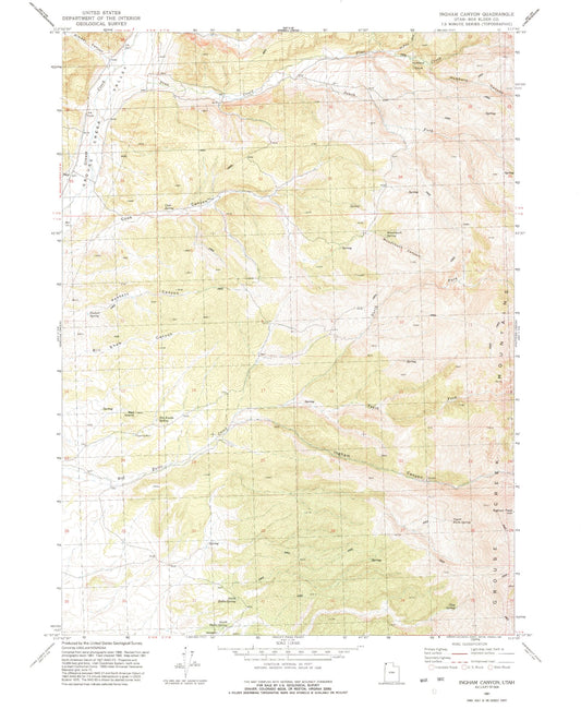 Classic USGS Ingham Canyon Utah 7.5'x7.5' Topo Map Image