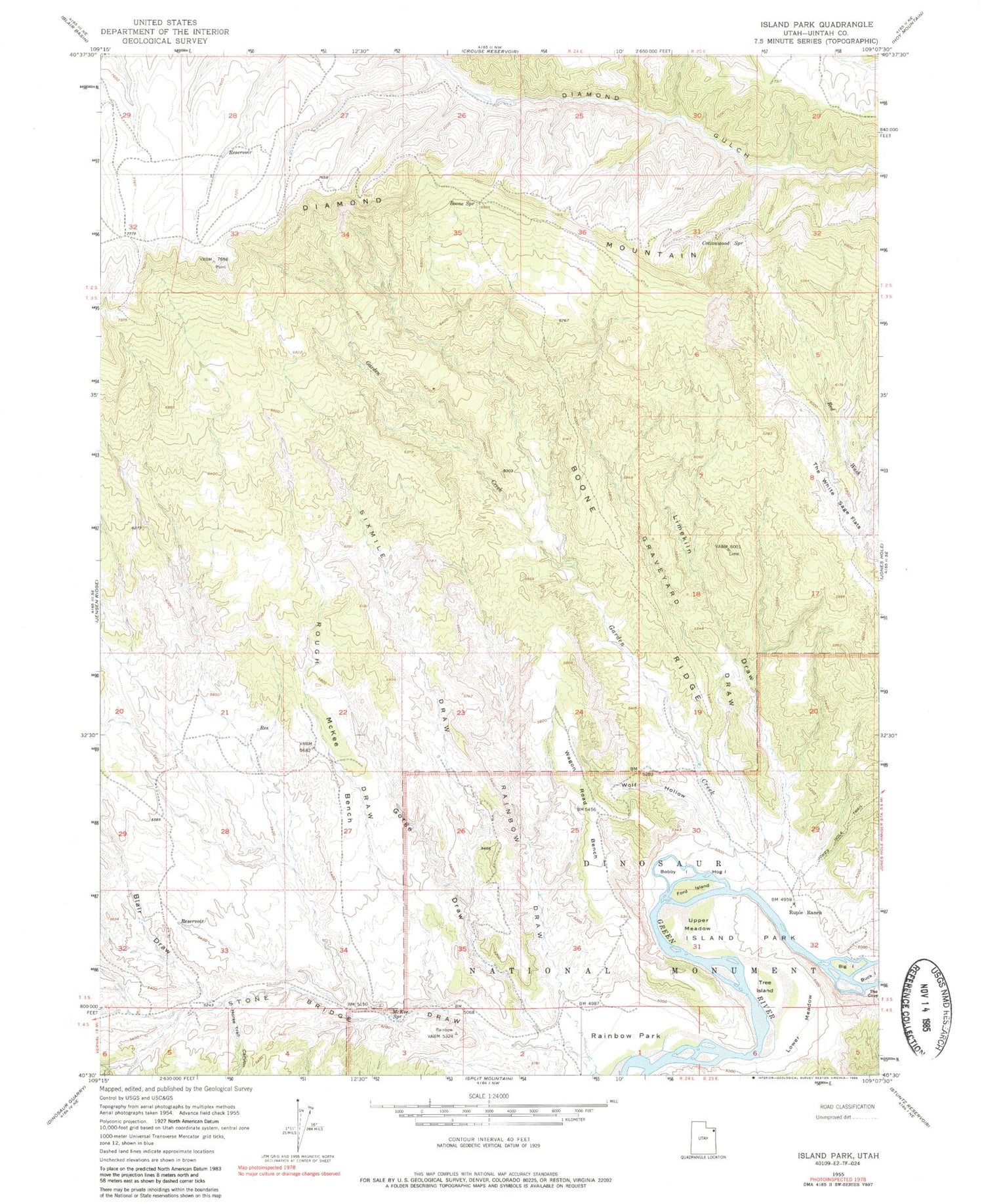 Classic USGS Island Park Utah 7.5'x7.5' Topo Map Image