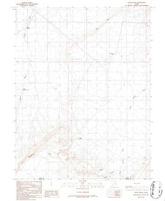 Classic USGS Jacks Knob Utah 7.5'x7.5' Topo Map Image