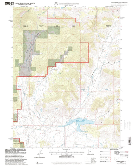 Classic USGS Jackson Draw Utah 7.5'x7.5' Topo Map Image