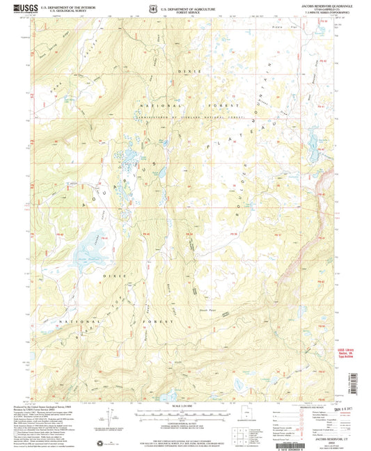 Classic USGS Jacobs Reservoir Utah 7.5'x7.5' Topo Map Image