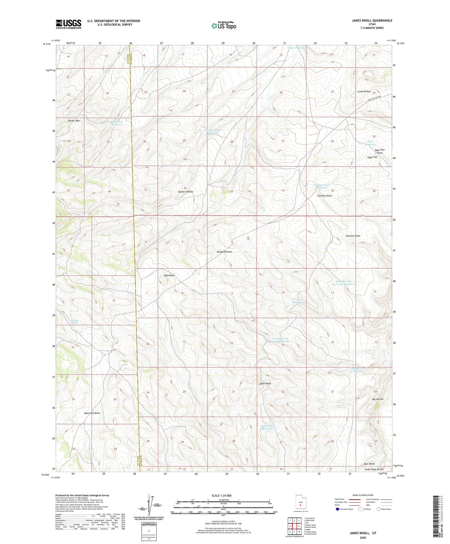 Jakes Knoll Utah US Topo Map Image