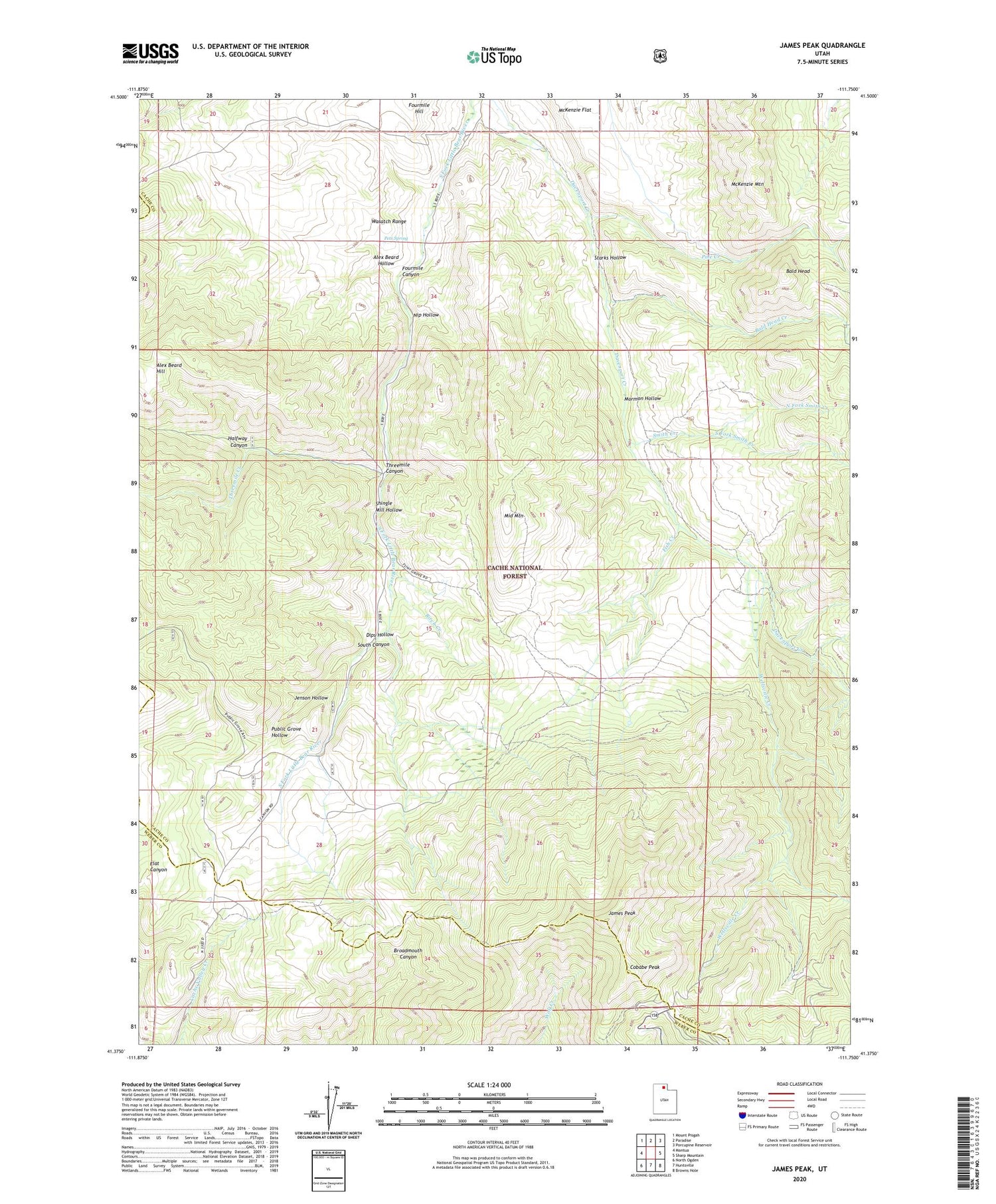 James Peak Utah US Topo Map Image
