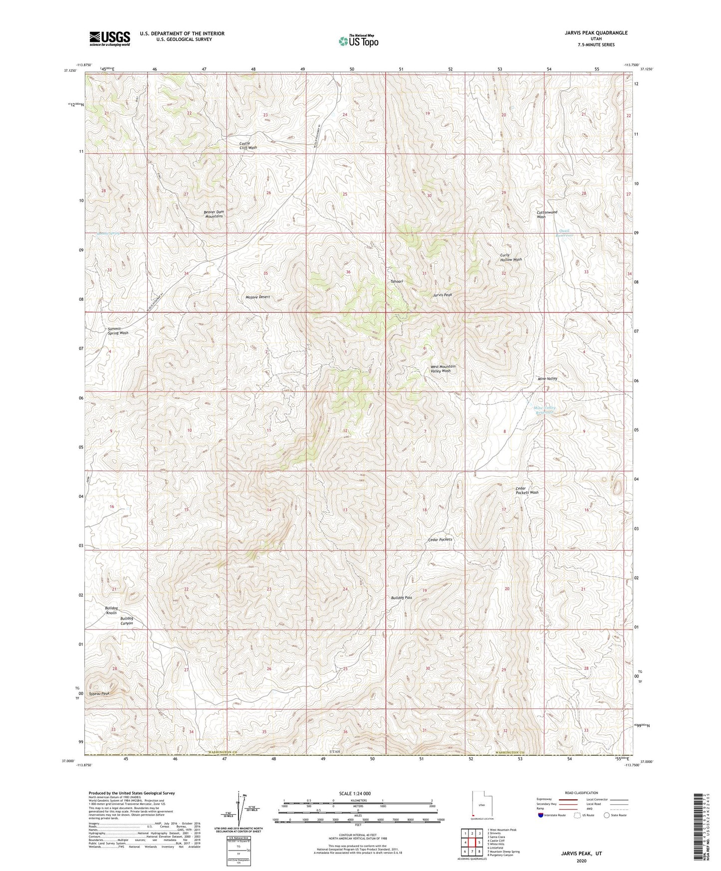 Jarvis Peak Utah US Topo Map Image