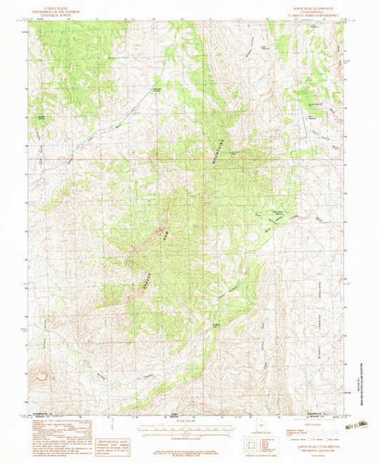 Classic USGS Jarvis Peak Utah 7.5'x7.5' Topo Map Image