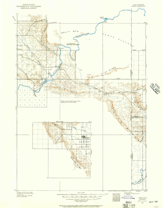Historic 1907 Jensen Utah 30'x30' Topo Map Image