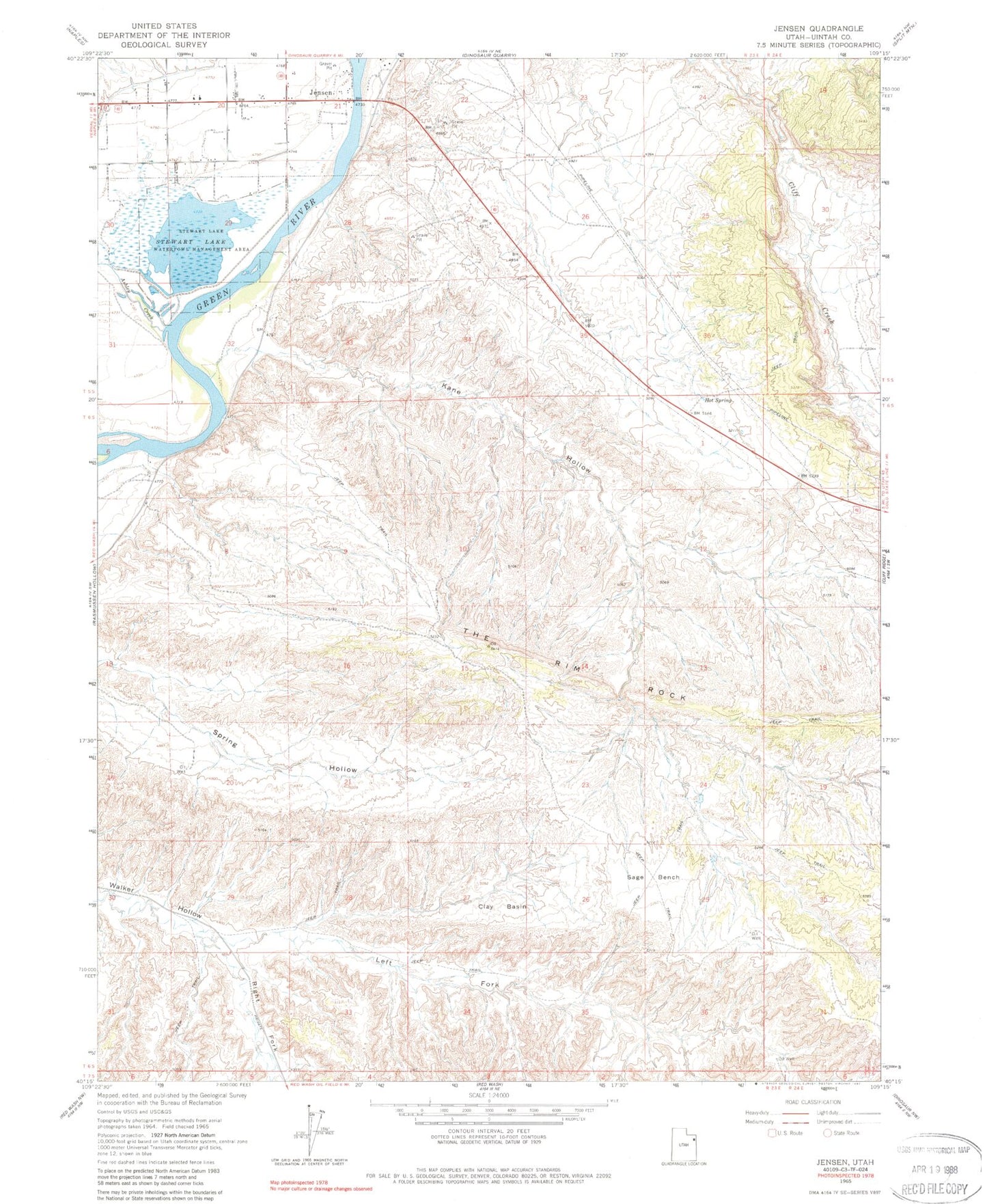Classic USGS Jensen Utah 7.5'x7.5' Topo Map Image
