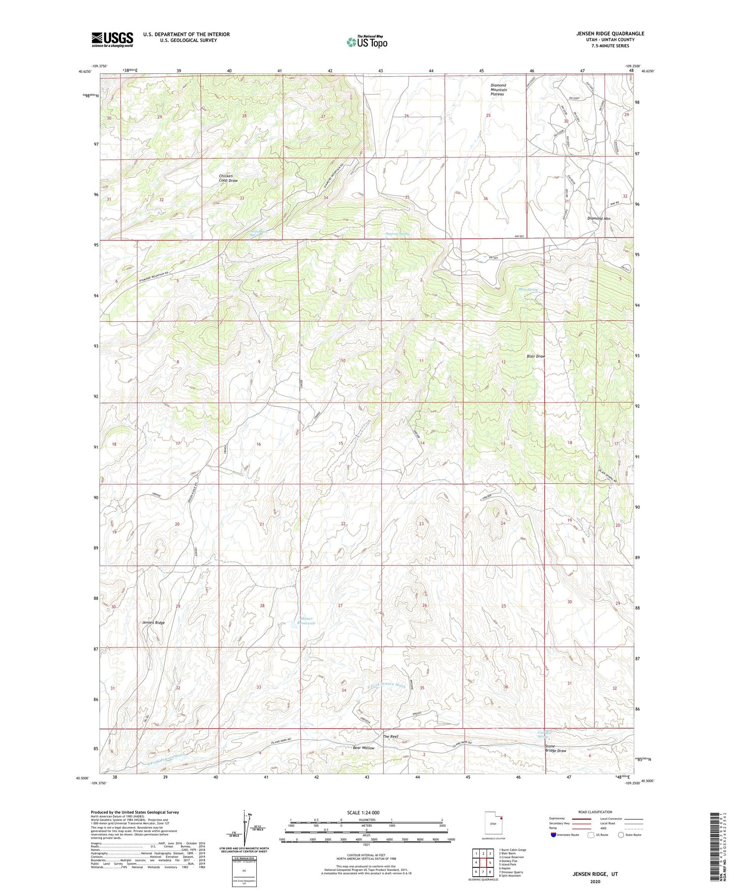 Jensen Ridge Utah US Topo Map Image