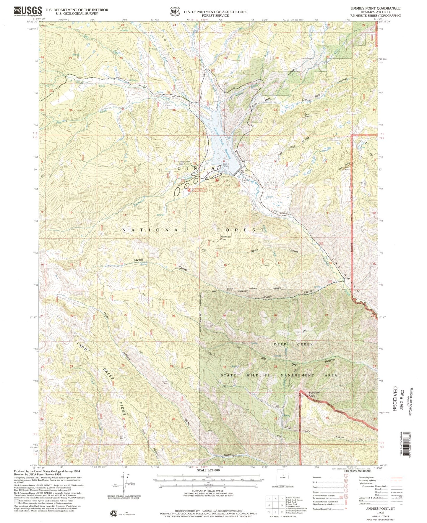Classic USGS Jimmies Point Utah 7.5'x7.5' Topo Map Image