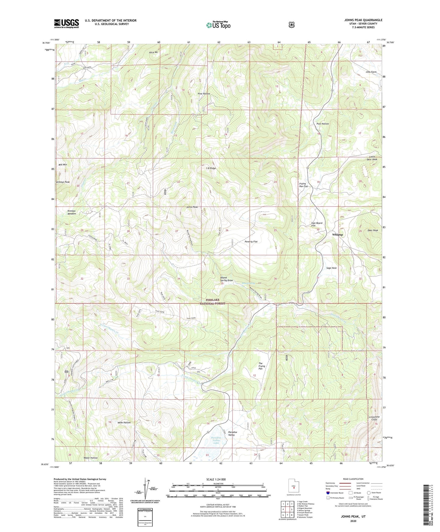 Johns Peak Utah US Topo Map Image