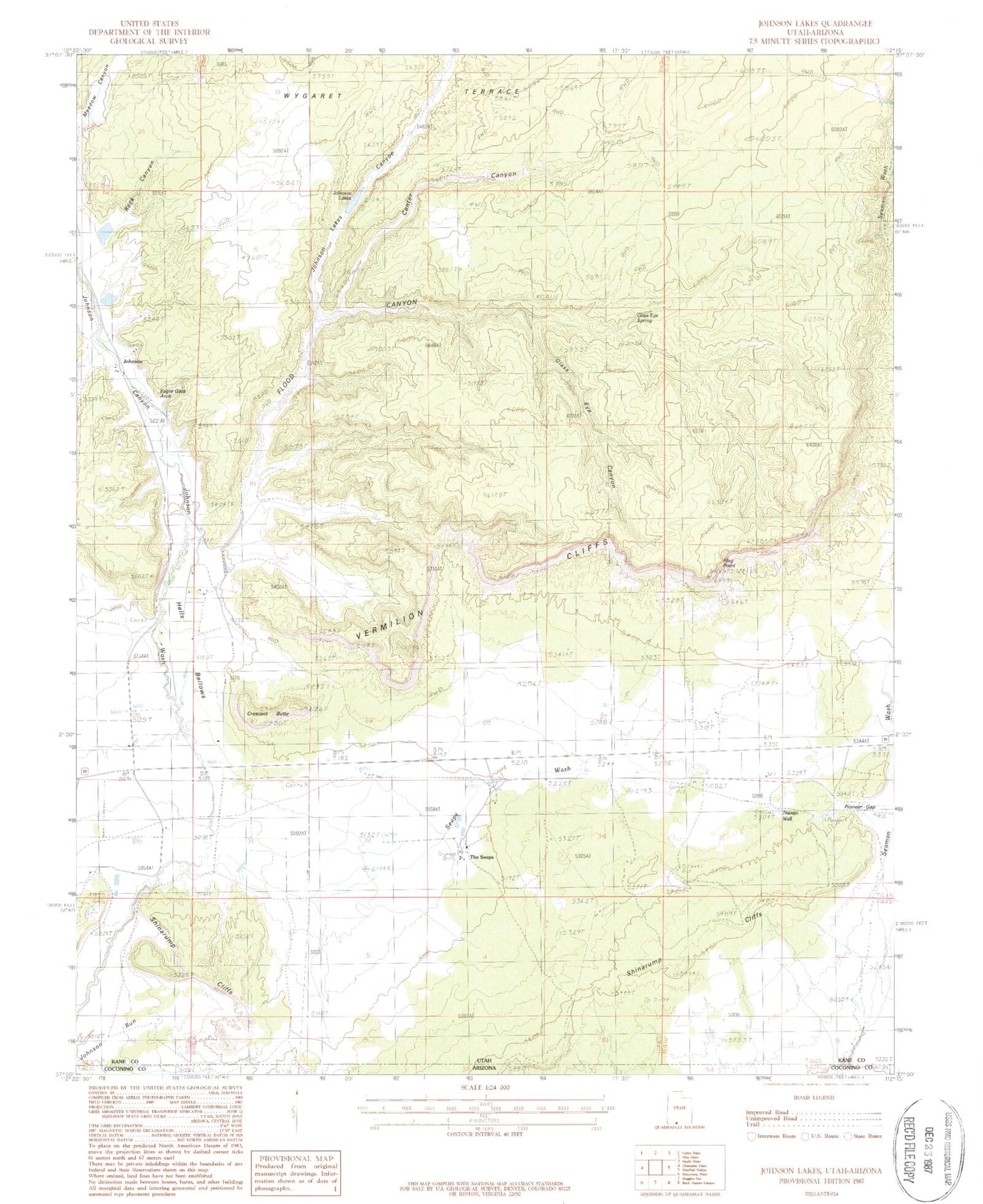 Classic USGS Johnson Lakes Utah 7.5'x7.5' Topo Map Image