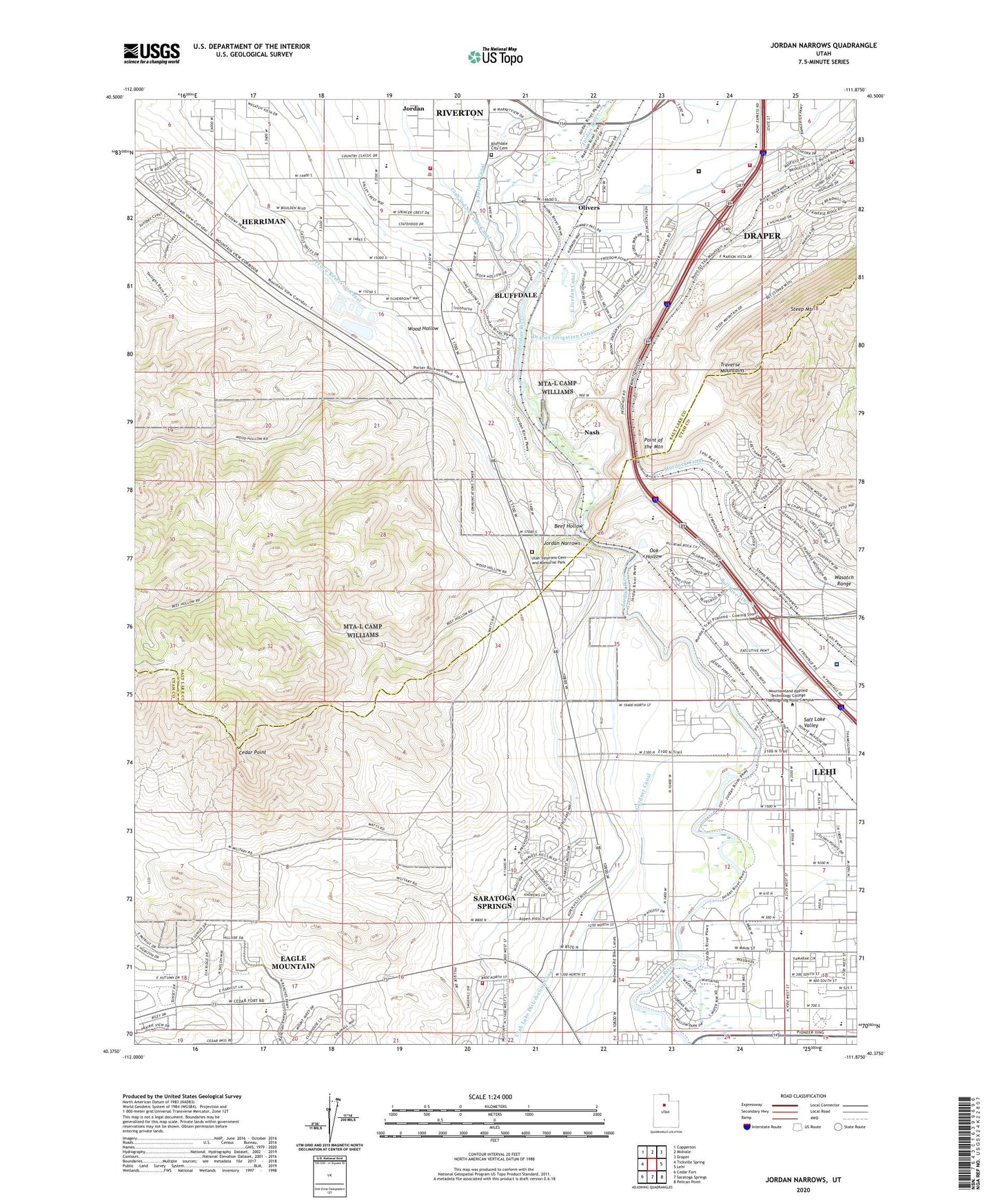 Jordan Narrows Utah US Topo Map Image