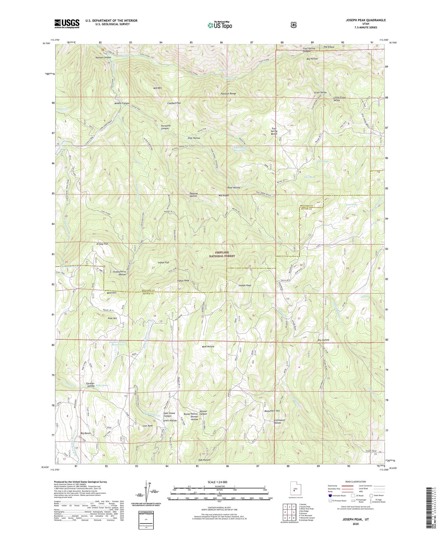 Joseph Peak Utah US Topo Map Image