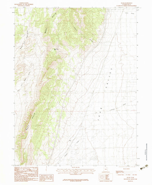 Classic USGS Juab Utah 7.5'x7.5' Topo Map Image