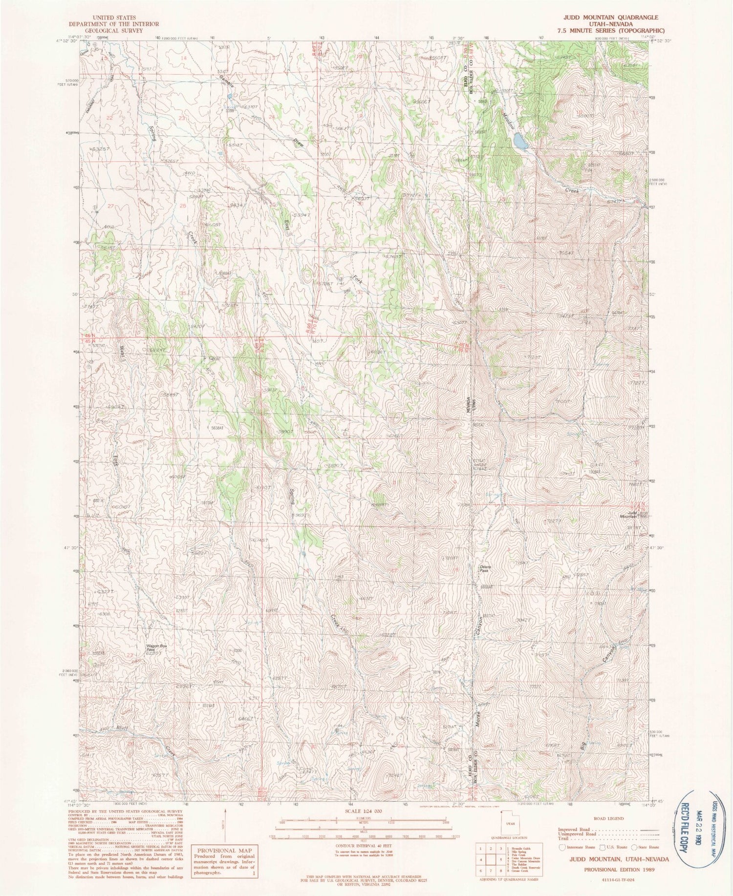 Classic USGS Judd Mountain Utah 7.5'x7.5' Topo Map Image