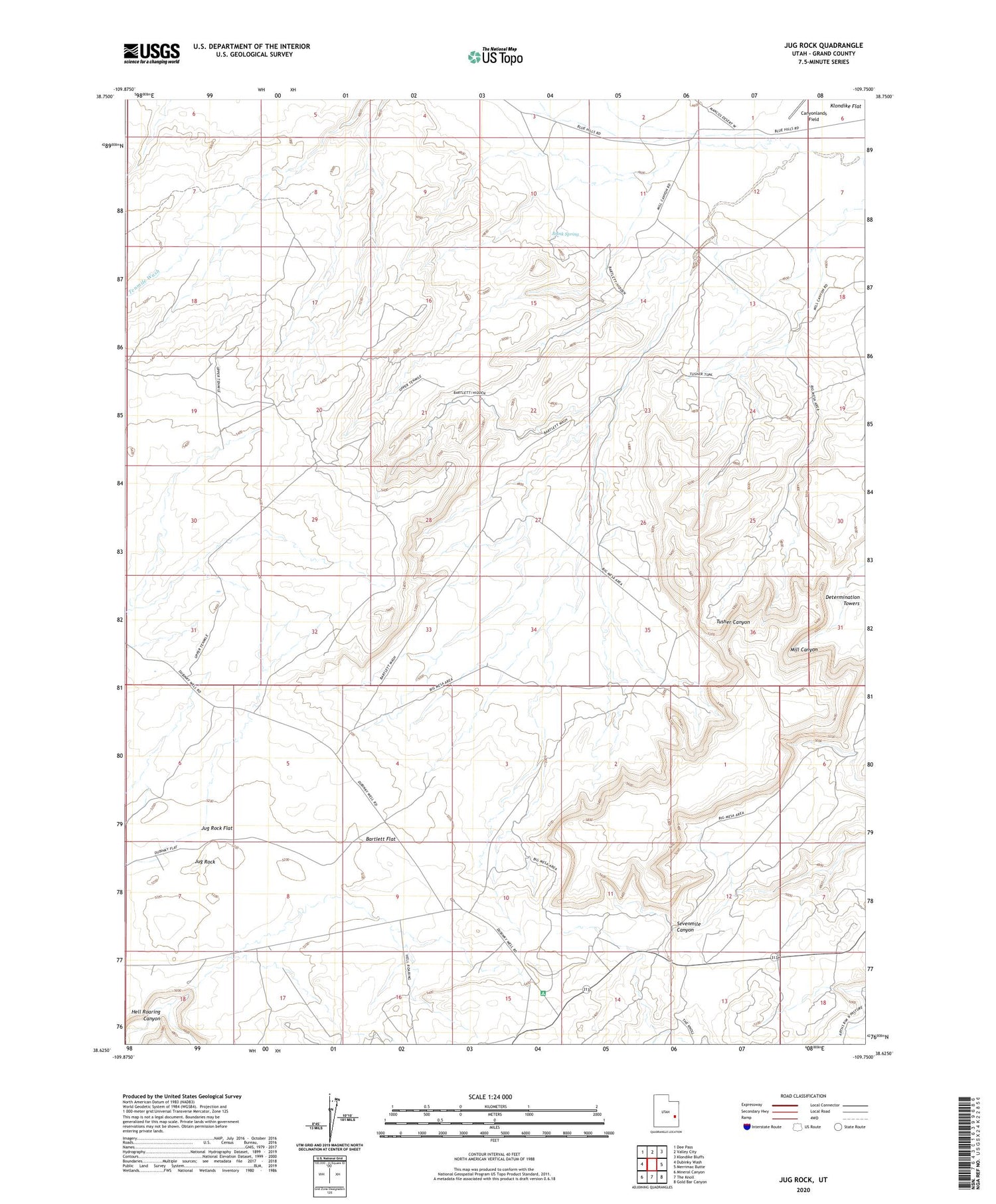 Jug Rock Utah US Topo Map Image