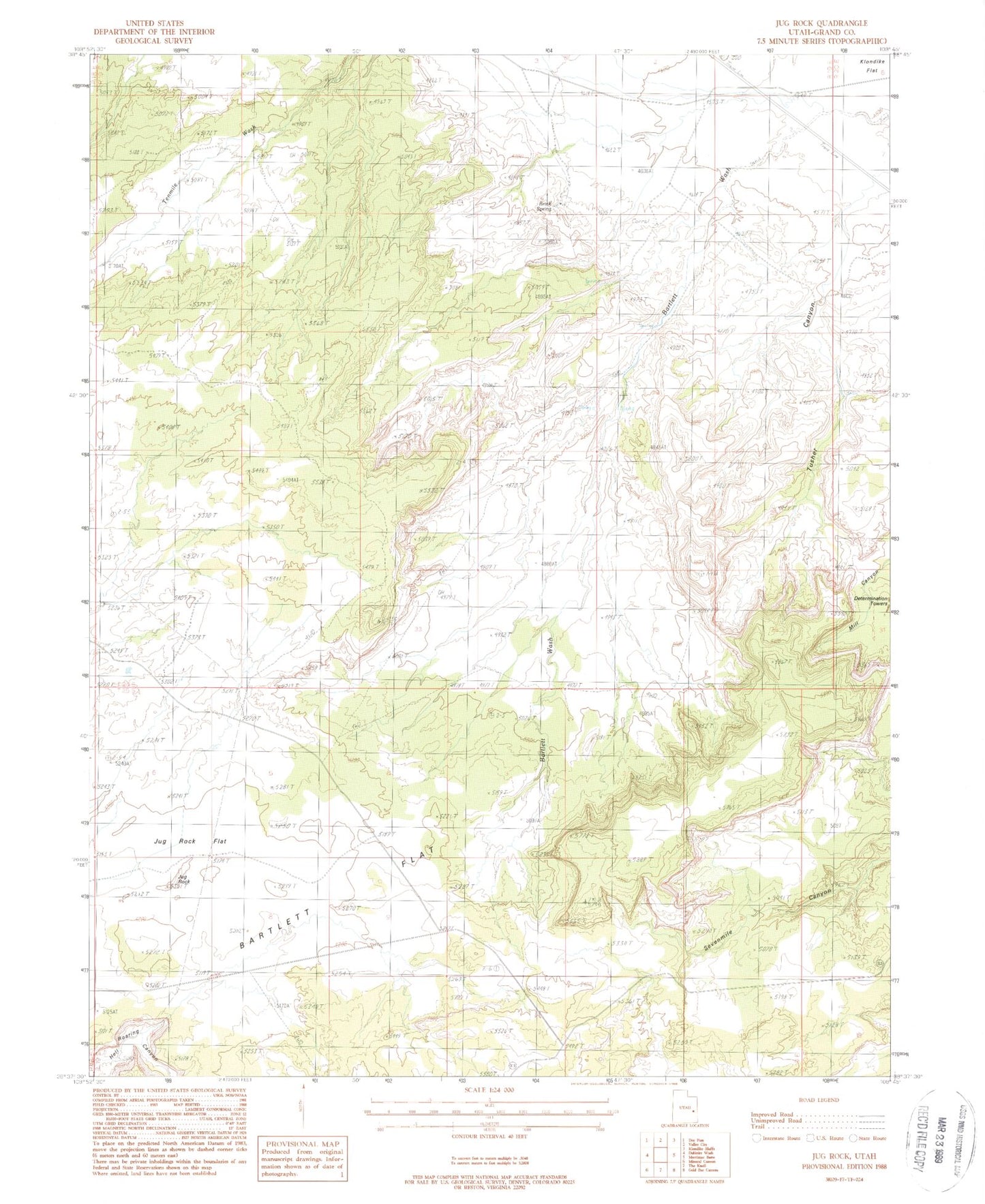 Classic USGS Jug Rock Utah 7.5'x7.5' Topo Map Image