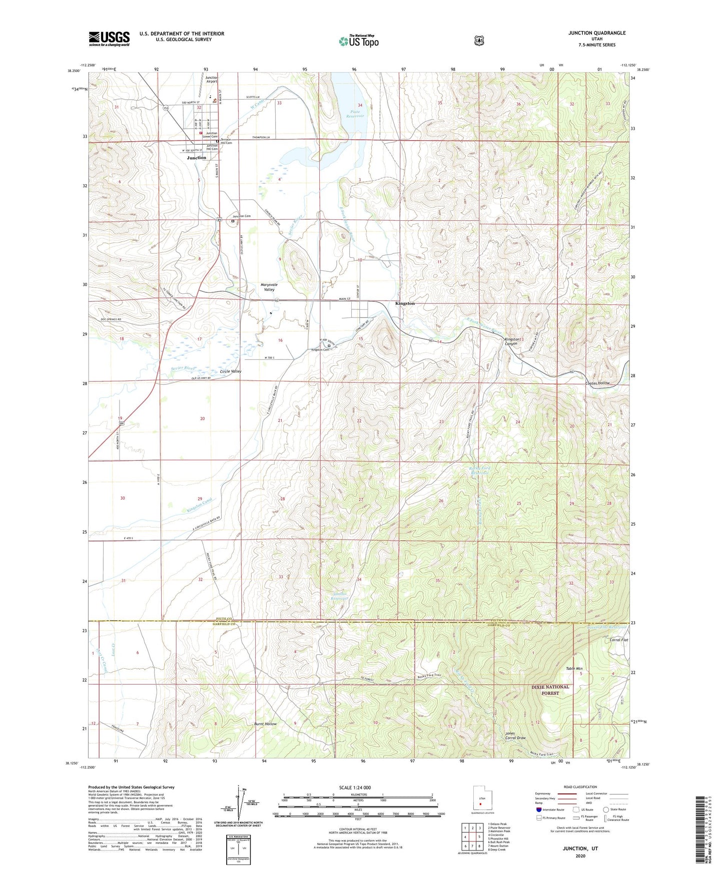 Junction Utah US Topo Map Image