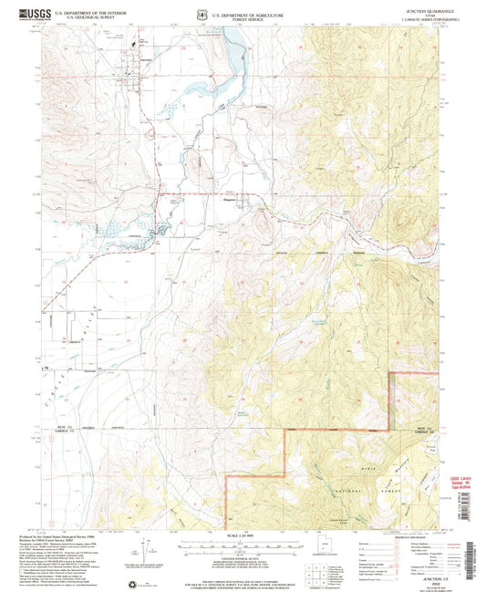 Classic USGS Junction Utah 7.5'x7.5' Topo Map Image