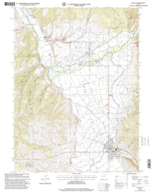 Classic USGS Kamas Utah 7.5'x7.5' Topo Map Image