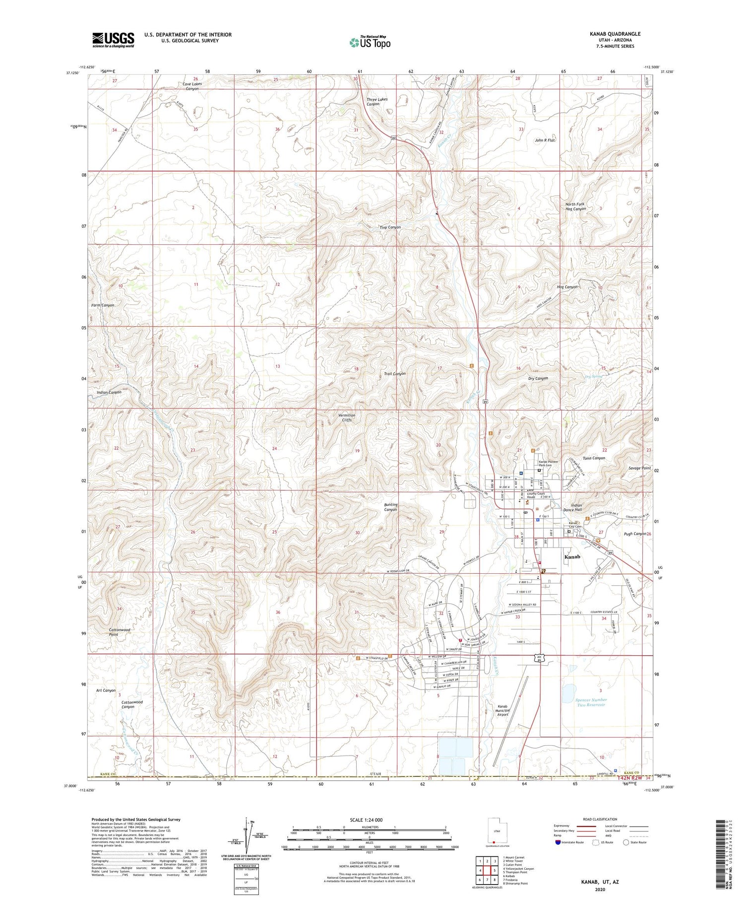 Kanab Utah US Topo Map Image