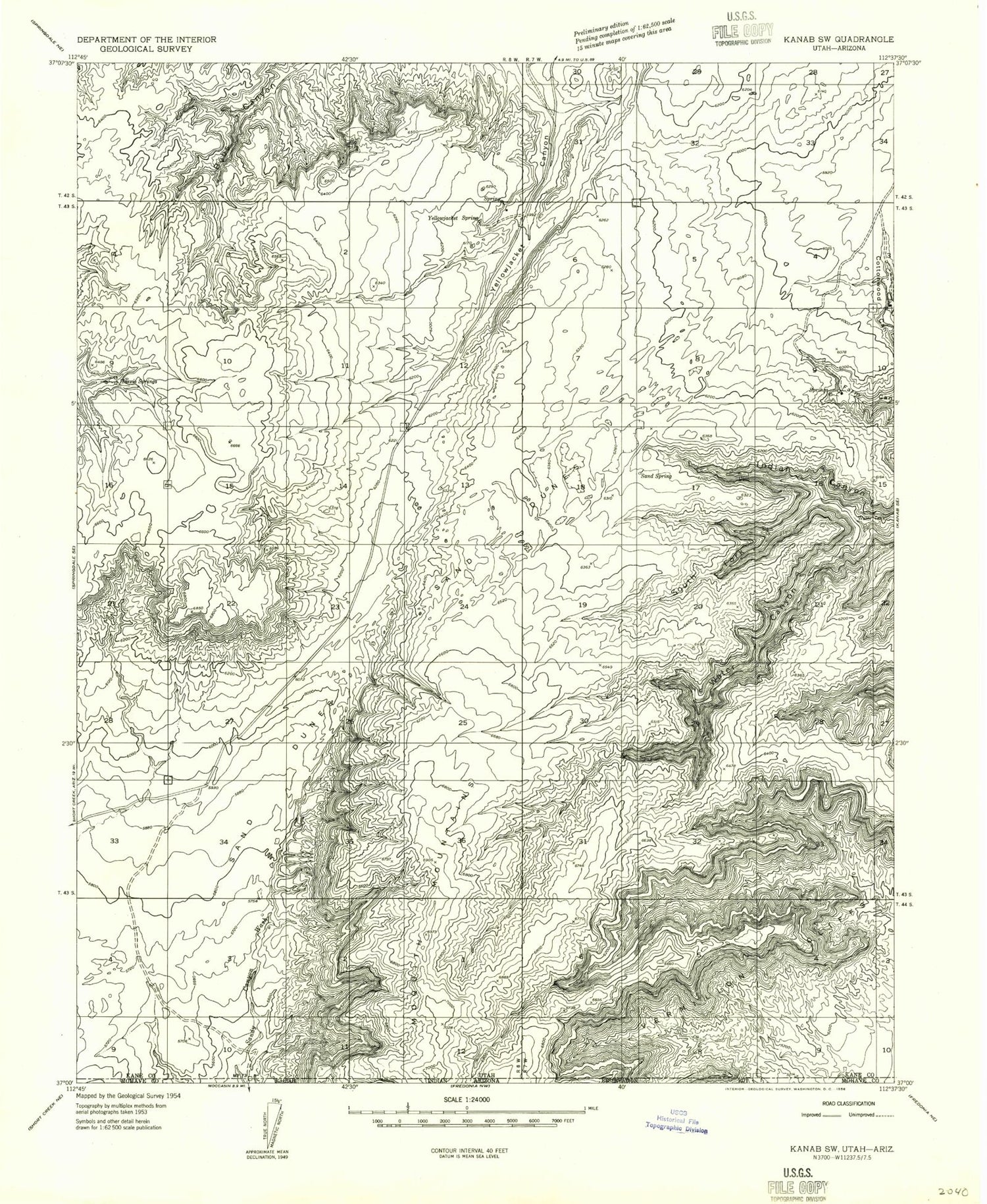Classic USGS Yellowjacket Canyon Utah 7.5'x7.5' Topo Map Image